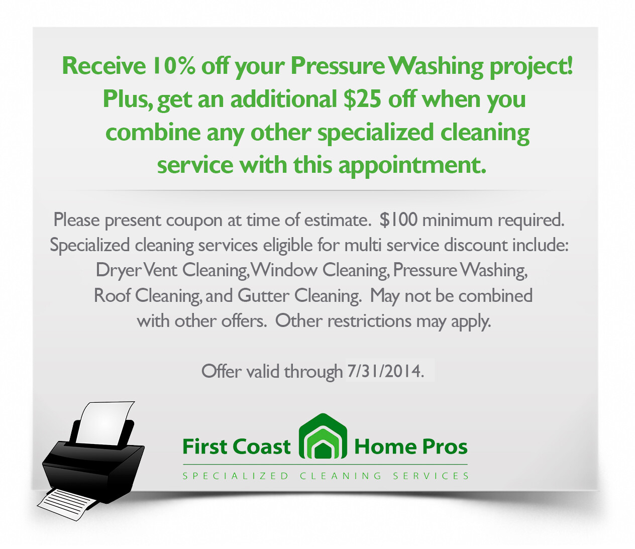 Pressure washing coupon old House Cleaning & Home Improvement
